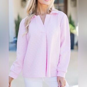 Pink & White Swing Blouse Tunic | S | Textured | NWT | The Mint Julep Boutique